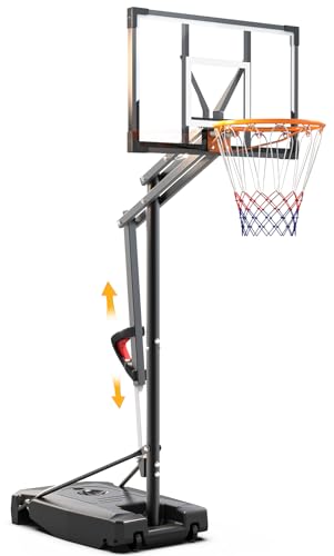 Basketball Hoop Outdoor, 8.5ft Height Adjustable Portable Hoops & Goals with HDPE Backboard and Wheels for Kids/Teens/Adults Backyard, Outdoor, Driveway (Black, Large)