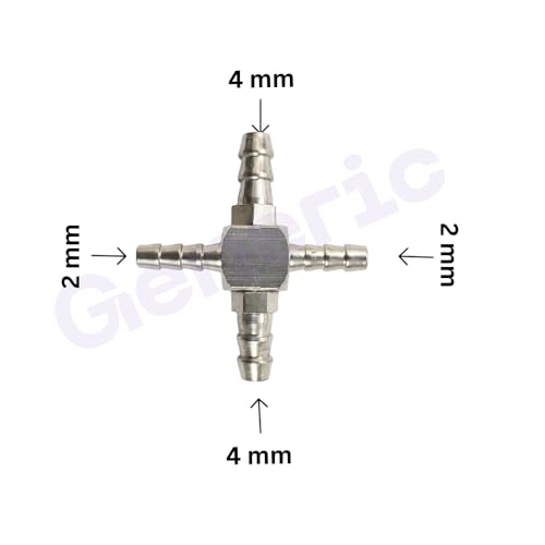 Image of Dental Chair Parts - Brass Nipple Size 4mm + 2mm Four Way Joint, Superior Quality, Compact Design, Long Service Life (Pack of 3)