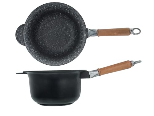 Casserole en pierre antiadhésive avec fond à induction cm22