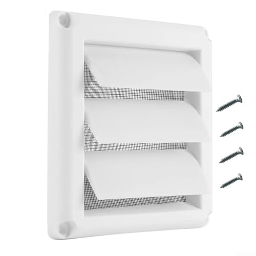 Rejilla de ventilación fabricada con plástico con mosquitera y tornillos, adecuada para rejillas de ventilación al aire libre y gestión del flujo de aire (6 pulgadas)
