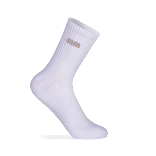 Image of Antrop Athletic Crew Socks, 4 Pairs, Letter Print, Quarter Length (US, Numeric, 9, 11, Regular, Regular, WHITE)