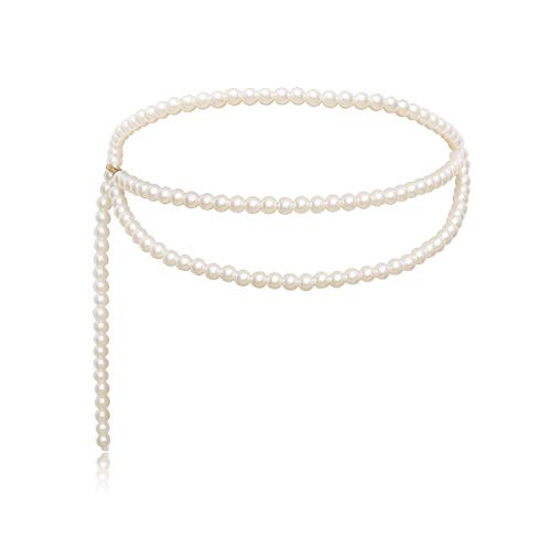 Bmirth Pearl Belts Chain Pearls Waist Body Chain Pearl Body Jewelry Summer Beach Body Accessories (Waist chain)