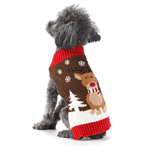 ABRRLO Weihnachten Hund Pullover Dog Sweater Hundepullover Haustier Hundepulli Warm Welpe Kleine Mittel Hunde (XL, Hirsch)
