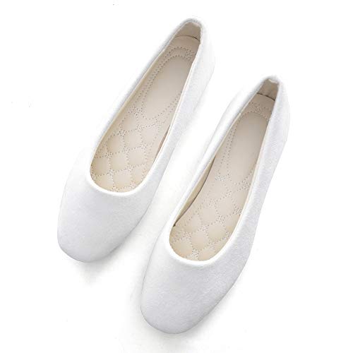 Hee grand Classic Solid Square Toe Ballet Flats for Women Comfort Casual Flats Lightweight Slip on Loafers Suede Dress…