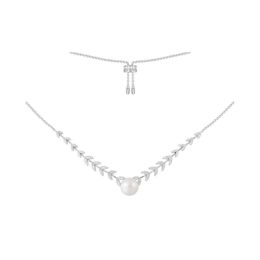 APM Monaco Pearl Necklace for women Light luxury silver niche petal clavicle necklace for women gift