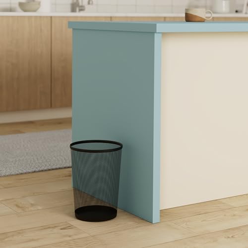 Zuvo Mesh WasteBasket Black Metal Wire Garbage Trash Can For Office Home Bedroom Height 10.1" Width 10" , 4 Gallon (16 Quart) (1, Black)