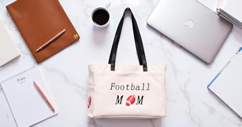 Bolso Tote de lona para mamá futbolera blanco grande miniatura 3