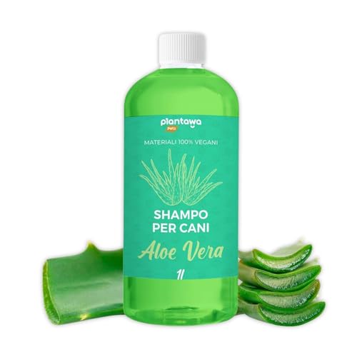 Plantawa Shampoo per Cani all'Aloe Vera 1L | Shampoo per Cani per Pelli Sensibili e Dermatiti | Azione Anti-Irritazione Senza Allergeni, Senza Parabeni, 100% Vegan con Estratti Naturali