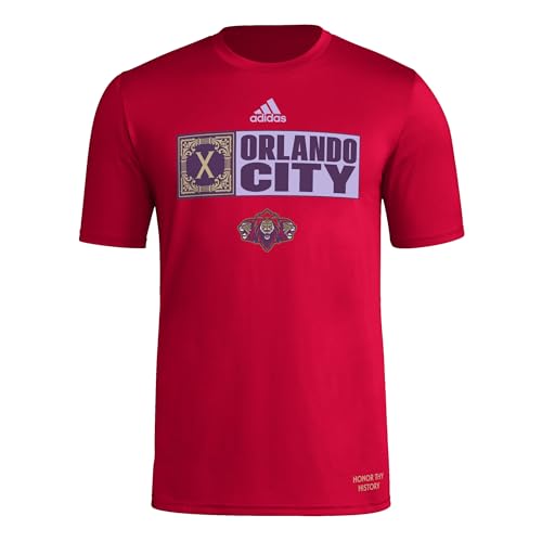 adidas Men's Orlando City SC Jersey Hook Short Sleeve Pre-game Jersey, Team Power Red, XX-Large