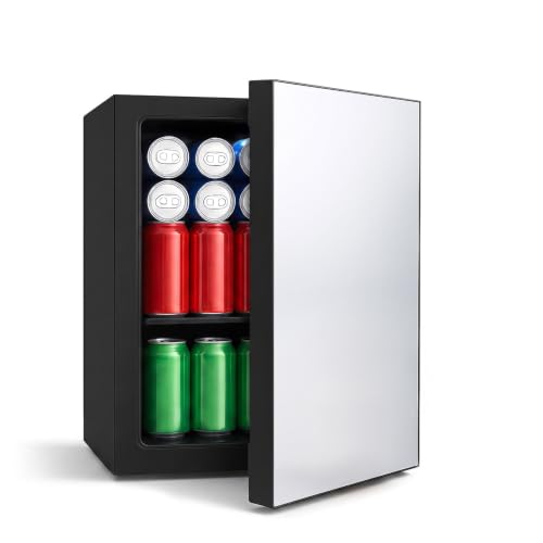 Image of DOGHLY 0.95 Cu.Ft Mini Refrigerator and Beauty Fridge, 24 Cans Mini Fridge with Mirror Door, Temperature Control, Removable Shelf, Compact Cooler for Bedroom, Dorm, Office, Beverage Beauty Storage