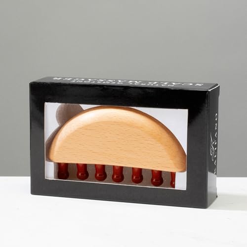 KALIFANO Massageador de couro cabeludo de jaspe vermelho para massagem energizante na cabeça, alívio