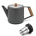 Produktbild Teekanne Set 1.1 Liter - Edelstahl doppelwandig Grau - Großer moderner Teebereiter mit Tee-Filter-Sieb-Aufsatz für losen Tee
