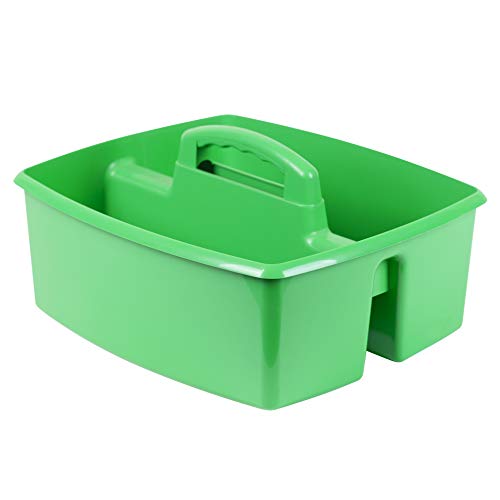 Image of Storex 2-Compartment Large Caddy - Multipurpose Classroom Organizer with Handle, Green, (00956U06C) (Pack of 6)
