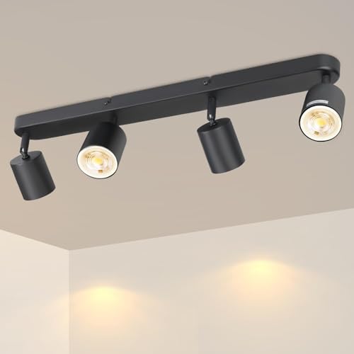 ZMH Deckenleuchte mit 4 Flammig Schwarz Deckenstrahler - Deckenlampe...