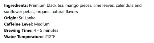 Elmwood Inn Fine Teas Mango Black Tea, 16-Ounce Pouches #TOP4
