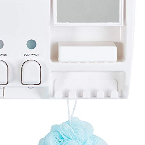 Better Living Products 73350 Ulti-Mate 3 Chamber Wall Mount Shower Dispenser, White With Mirror #TOP3