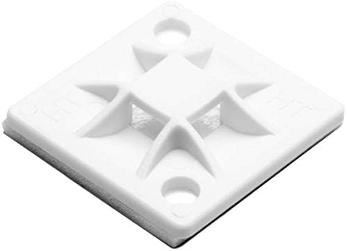 HellermannTyton 151-10904 Q Mount with Adhesive, 0.79" x 0.79" x 0.17", 4 Way Entry for Q18 Thru Q30 Ties, PA66, White, 100/bag