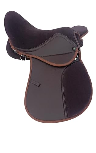 Aces Equine Selle de Cheval synthétique à Usage général Noir et Marron 15 Pouces S Marron