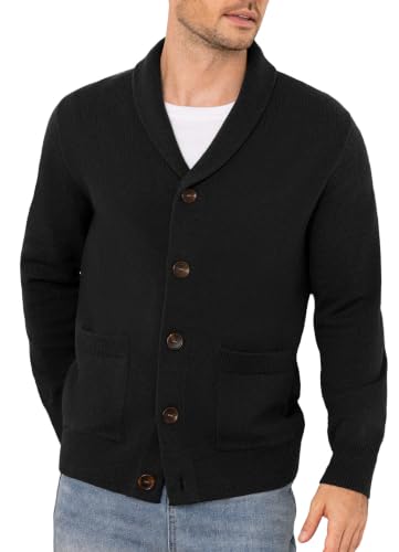 Image of NITAGUT Mens Cardigan Sweaters Button Down Shawl Collar Knit with Pockets