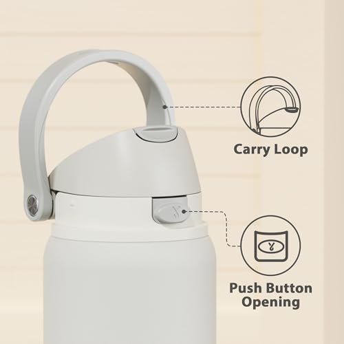 Image of 32 oz Insulated Water Bottle with Straw: Meoky Stainless Steel Metal Water Bottle with 2-in-1 Lid - Leak Proof, Cold for 24 Hours, Protective Silicone Base, BPA-Free for Sports Gym, Ivory