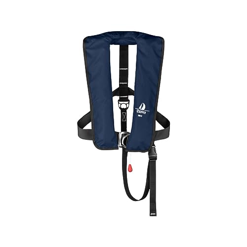 Peso: 40+kg 12skipper giubbotto di salvataggio automatico ISO 300N con imbragatura, giubbotto salvagente, blu navy