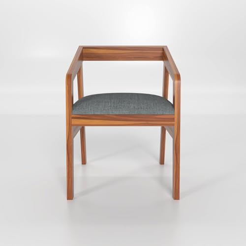 Image of Solid Wood Arm Dining Chairs Set of 4 for Living Room | Armchair for Outdoor & Balcony | Two Seater Sofa Chair | Dining Chair | Rosewood, Natural Finish Self Assembly