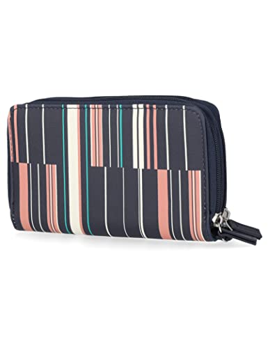 Nautica On The Double Zip Around Vegan Leather Womens Rfid Clutch Wallet With Wristlet Strap (Ribbon Stripe) #TOP3