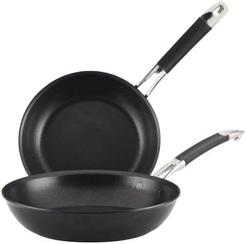 Anolon Smart Stack Hard Anodized Nonstick Frying Pan Set / Skillet Set – 8.5 Inch and 10 Inch, Black Anolon Smart Stack Hard Anodized Nonstick Frying Pan Set / Skillet Set – 8.5 Inch and 10 Inch, Black
