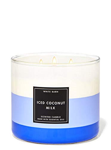White Barn Bath and Body Works Iced Coconut Milk 3 Wick Candle 14.5 Ounce