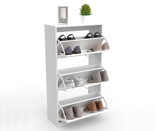 DORMIDAN - Zapatero 3 Puertas, Mueble Armario, Gran Capacidad (Nordico)