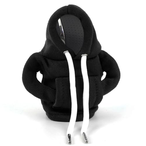 1 peça Shift Knob Hoodie, camisola de alavanca mudanças, manípulo para alavanca de mudanças, capa para alavanca de mudanças, capa com capuz, capa de alavanca mudanças, camisola marchas carro - preto