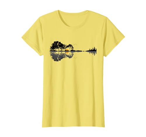 Gitarre Natur See Schatten Design Gitarrist Geschenk Design T-Shirt
