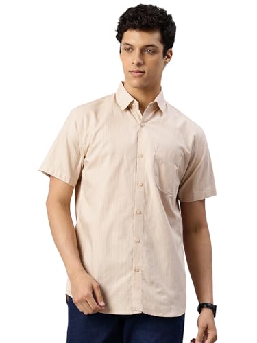 Image of Majestic Man Men's Pure Cotton Dobby Weave Checks Slim Fit Half Sleeve Casual Shirt