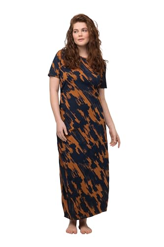 Ulla Popken Damen Maxikleid, drapiert, Rundhals, Halbarm, Biobaumwolle...