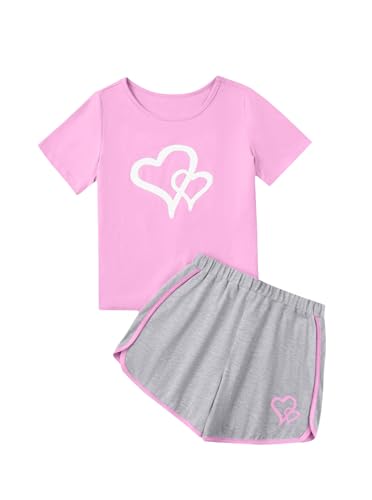 Image of Girl's 2 Piece Outfits Cute Summer T-Shirt and Graphic Shorts Clothing Sets