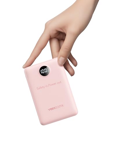 Mini Bateria Externa 10000mAh, VEEKTOMX Power Bank 22.5W Batería Portátil con PD3.0 QC3.0, Carga Rápida Ultra-Compacta Powerbank para iPhone Samsung Tablet Airpods, Rosa