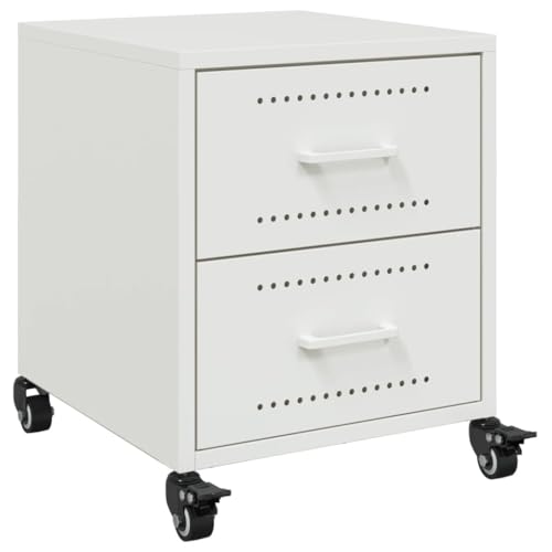 Table de chevet mobile 2 tiroirs petite commode de nuit blanche 36cm