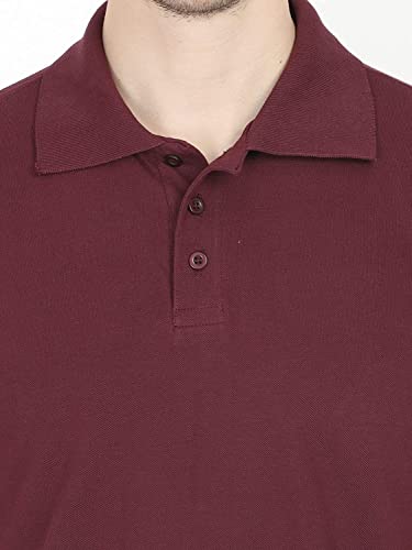 Image of RSO Outfits Men's Plain Collar Regular Fit Solid Half Sleeve Casual Maroon Polo Shirt /T-Shirt