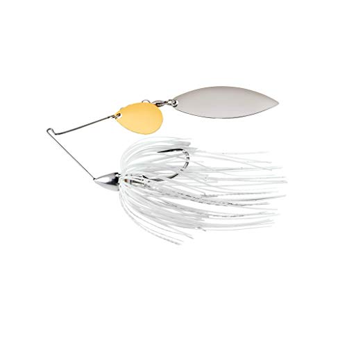 War Eagle Custom Lures Nickel Frame Tandem Willow Spinnerbait White Silver Skirt 1/2 oz.