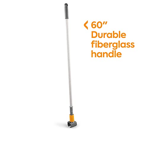 Image of Coastwide Professional 60 in Clamp Style Fiberglass Wet Mop Handle | Plastic head with durable fiberglass construction for facility mopping.