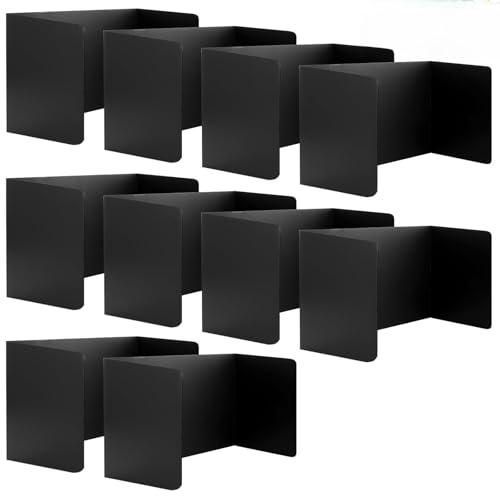 LDHHYH 10 Stück Sichtschutz Schule Trennwände Schwarz PP Kunststoff Trennwand Schreibtisch 42.5x35.5x34.3cm Faltbar Lernbüro Grundschule mit Aufklebern Zuverlässig