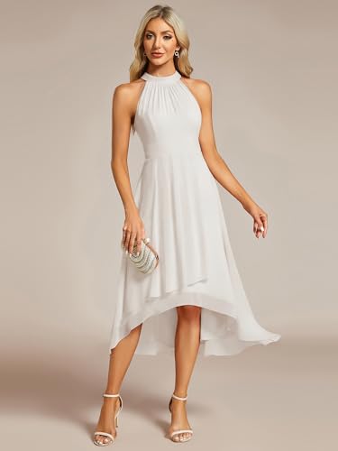 Image of Ever-Pretty Women's Halter Chiffon Midi Cocktail Wedding Guest Dress