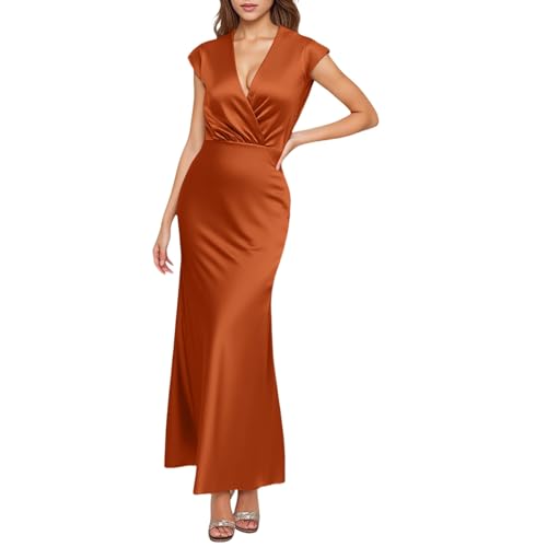 Robe longue en satin pour invité de mariage et grande soirée habillée