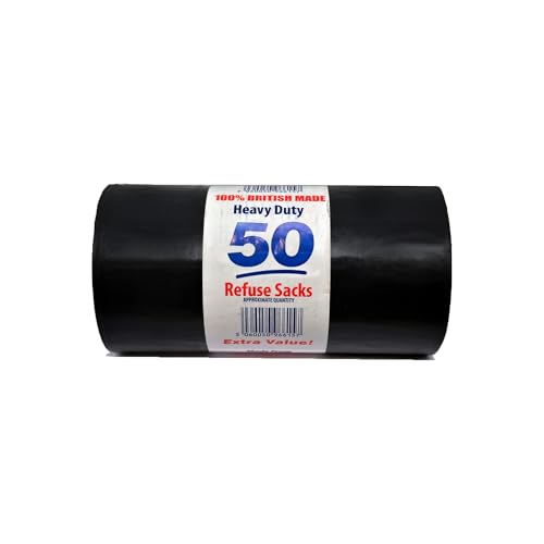 Homewise Lot de 50 sacs poubelle robustes de 100 l,Noir,Pour ordures,Respectueux de l'environnement, le bureau et le jardin,Sacs poubelle extra résistants fabriqués à partir de matériaux recyclés