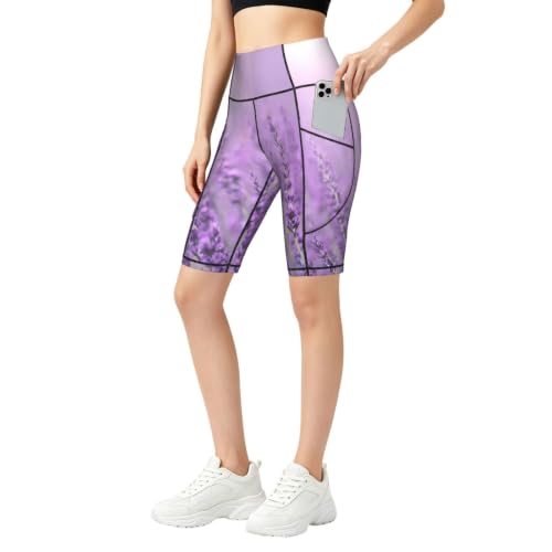 Short de cyclisme pour femme pantalon de yoga doux leggings de sport lavande