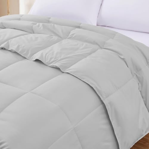 Image of Modern Threads Comforter Duvet Insert, Reversible Quilted Down Alternative Comforter with Corner Tabs, All Season Bedding, King, Light Gray
