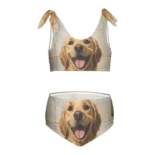 Cute Golden Retriever Dog in Tub Girls Bikini Sets 2 Piece Swimsuits Bathing Suit Swimwear