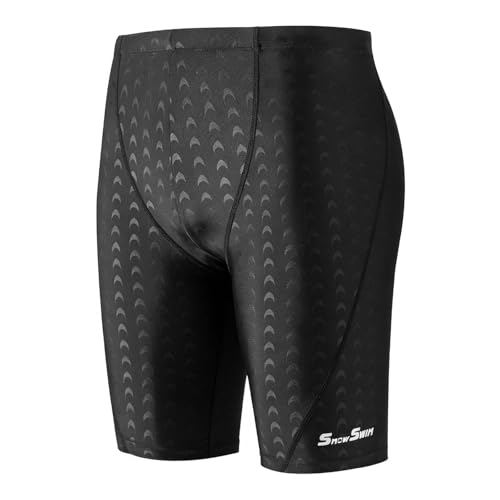 ADUDVLO Swimming Jammers for Men Solid Quick Dry Chlorine Resistant Training Swimwear with Drawstring Competitive Pool Swim Shorts (UK Alpha S Regular Regular Black)