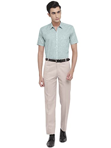 Image of GHPC Cotton Linen Plain Solid Half Sleeves Regular Fit Formal Shirt for Men