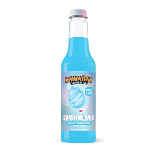 Slushie Syrups - Blue Cotton Candy Slushie Mix by Hawaiian Shaved Ice – Perfect for Slushies, 12 oz Bottle, Mix with water, lemonade, juice and more